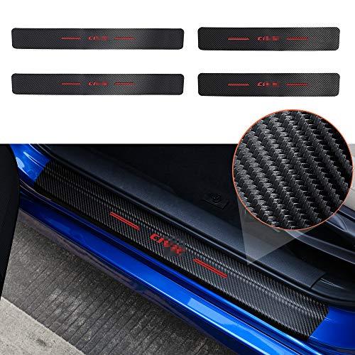 Thenice for 10th Gen Civic Door Entry Guard Sticker Carbon Fiber Style Threshold Bar Anti-Dirty Scuff Plate for Honda Civic Door Sill Protector -Red