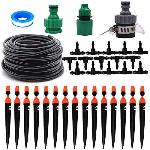 Flantor Garden Irrigation System, Blank Distribution Tubing Watering Drip Kit/DIY Saving Water Automatic Irrigation Equipment Set for Garden Greenhouse, Flower Bed,Patio,Lawn (Irrigation System)