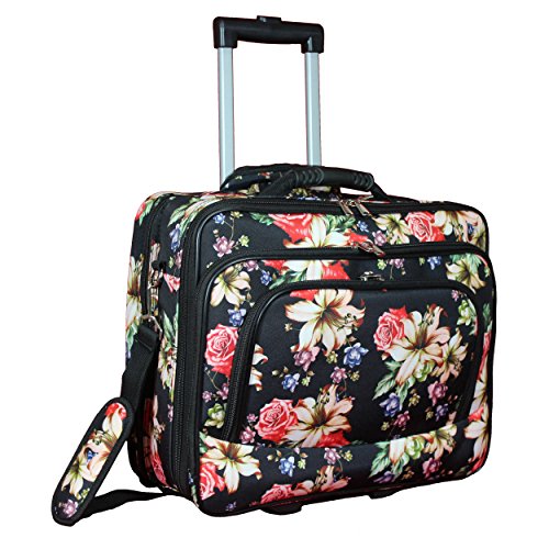 World Traveler Women's Fashion Print Rolling 17' Laptop Case-Rose Lily, One Size