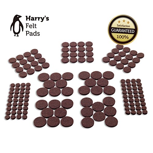 Felt Furniture Pads (152 Piece) Self-Stick Value Variety Pack, Heavy Duty, Eco-Friendly, Brown