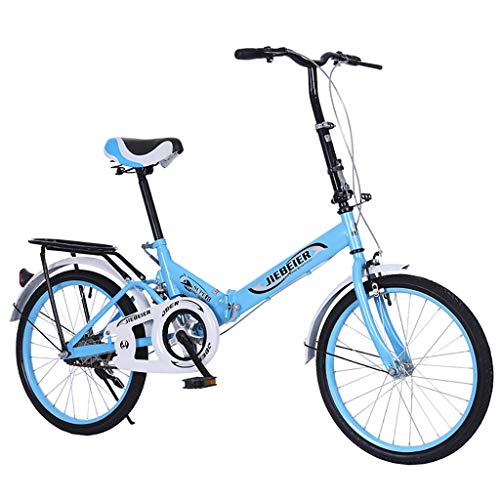 Gorunning 20'' Folding City Bike, 7 Speed Shimano Gears, Lightweight Iron Frame with V Brake, Foldable Compact Bicycle with Anti-Skid and Wear-Resistant Tire for Teens & Adults (Blue)