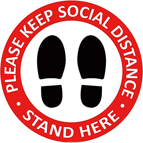 Social Distancing Floor Decals - Safety Floor Sign Marker - Maintain 6 Foot Distance - Anti-Slip, Commercial Grade - 12' Round - Easily Visible- 10 Pack