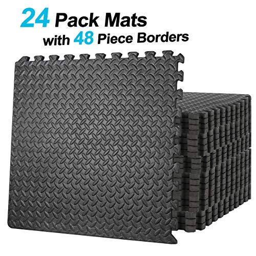 ZENY Puzzle Exercise Mat with EVA Foam Interlocking Tiles and Edge Pieces Extra Think 3/4’’ for Exercise, MMA, Gymnastics and Home Gym Yoga and Floor Protection 96 SQ.FT (24 Tiles,48 Borders)