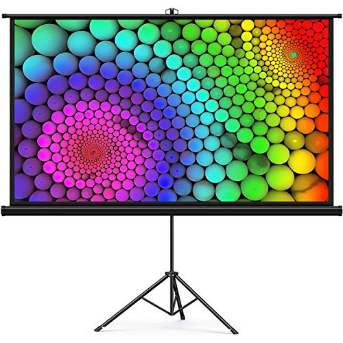 Projector Screen, Keenstone Outdoor Indoor PVC Projection Screen with Stand Foldable Portable Movie Screen 100 Inch (16:9) Full-Set Bag for Home Theater Camping and Recreational Events