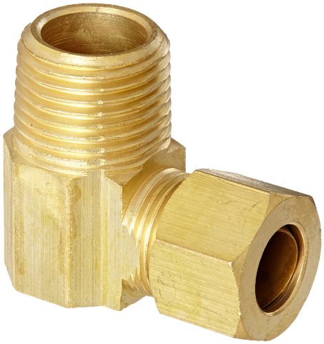 Anderson Metals - 50069-0606 50069 Brass Compression Tube Fitting, 90 Degree Elbow, 3/8' Tube OD x 3/8' NPT Male Pipe