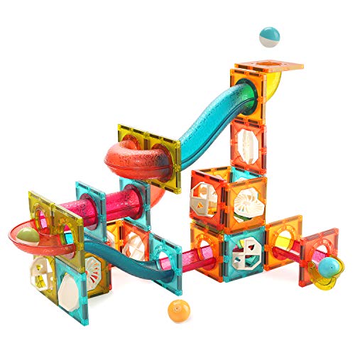 CUTE STONE Magnetic Tiles Magnetic Blocks Building Toys Marble Run STEM Toys for Kids, Boys and Girls, 84 PCS