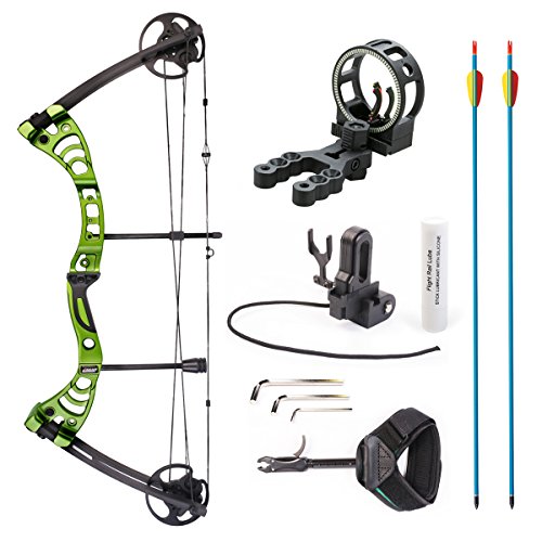 Leader Accessories Compound Bow 30-55lbs Archery Hunting Equipment with Max Speed 296fps (Green/Black with Kit)