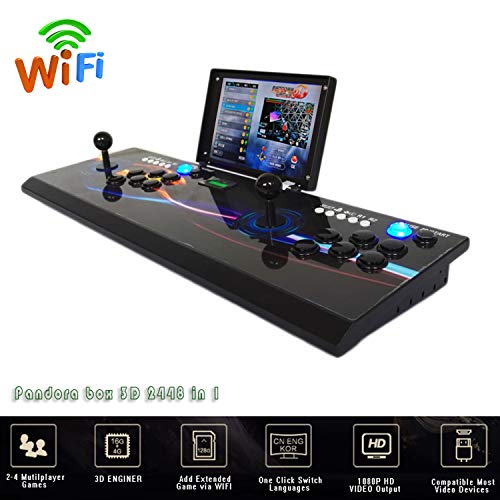 Plug & Play Video Games Machine Arcade Console 10 inch LCD Pandora Box 3D 4008 in 1 Retro Games Emulator Portable Metal Casing Home 2 Player Stick Rechargable add Game on Game Store Online via WiFi