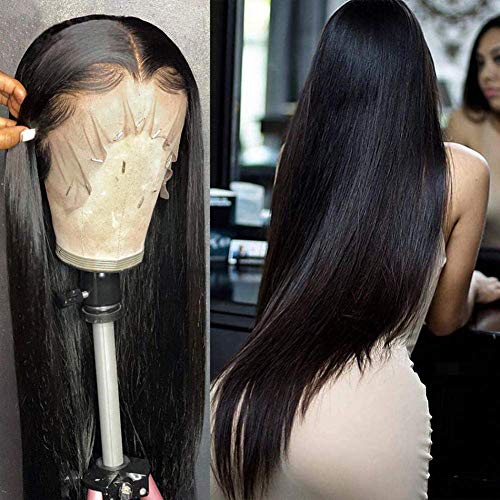 Brazilian Human Hair Lace Front Wigs For Black Women Straight Hair 13x4 Lace Front Wigs With Baby Hair 150% Density Natural Hairline 30 Inch Brazilian Virgin Hair natural color 