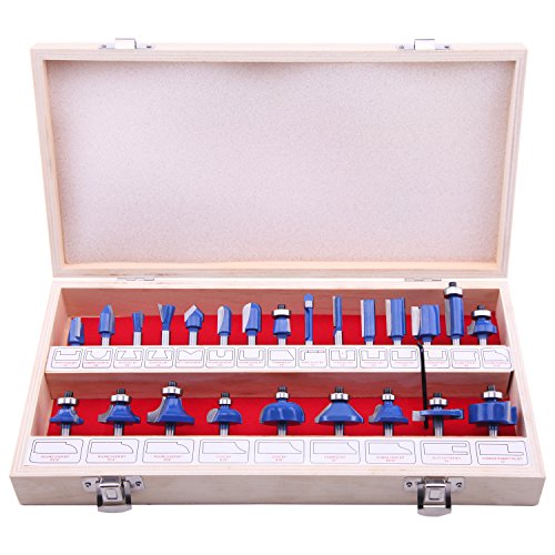 LU&MN Carbide Tipped Router Bit Set (24 PCS) with 1/4' Shank Wood Milling Saw Cutter, Multi-Purpose (Woodworking Tools for Home Improvement and DIY)