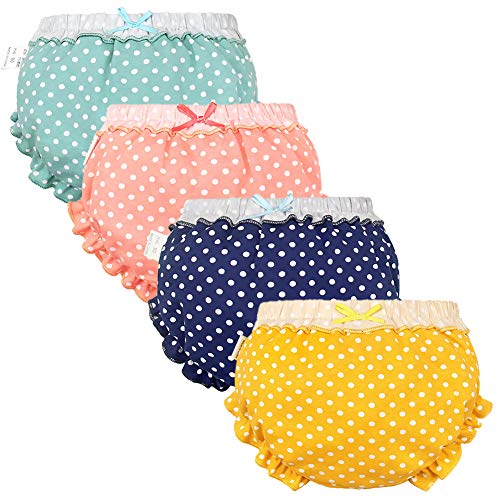Baby Girls Bloomers Newborn Infant Toddler Diaper Covers Kids Girls Briefs Underwear Set 0-4T 4-Pack (12-24 Months, 4 Color-A)