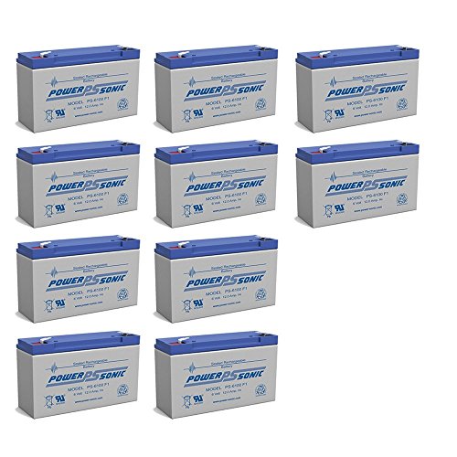 Power Sonic PS-6100 6V 12AH DEEP-Cycle Rechargeable SLA Energy Storage Battery - 10 Pack