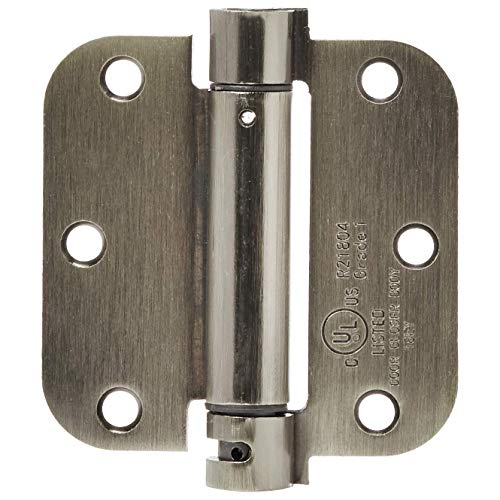 AmazonBasics Self-Closing Door Hinge, 3.5 Inch x 3.5 Inch, 1 Piece, Satin Nickel