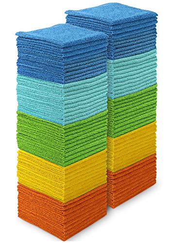 AIDEA Microfiber Cleaning Cloths Softer, More Absorbent, Lint-Free, Wash Cloth for Home, Kitchen, Car, Window (12in.x12in.)—100PK