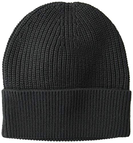 Goodthreads Men's Soft Cotton Washed Beanie, Solid Black, one Size