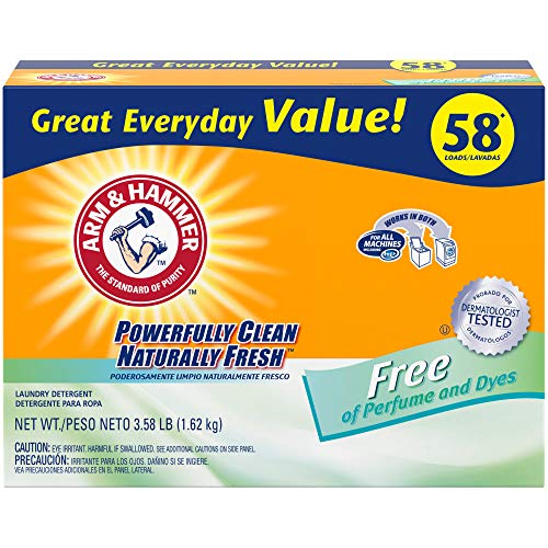 Arm & Hammer Powder Laundry Detergent, Free of Perfume and Dyes, 58 loads