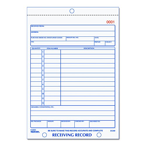 Rediform Receiving Record, Carbonless Triplicate, 5.5 x 7.5 Inches, 50 Sets per Book (2L260)