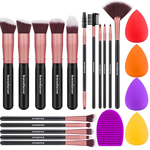 InnoGear Makeup Brushes Set, Professional Cosmetic Brush Set with 16 Makeup Brushes and Sponges and Brush Cleaner for Foundation Powder Concealers Eyeshadows Liquid Cream