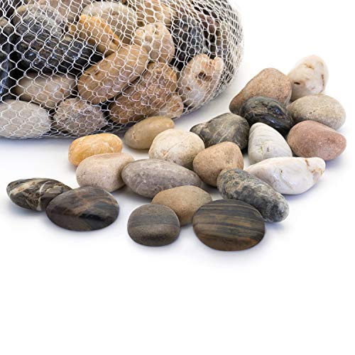 Royal Imports 5lb Large Decorative Polished Gravel River Pebbles Rocks for Fresh Water Fish Animal Plant Aquariums, Landscaping, Home Decor etc. with Netted Bag, Natural