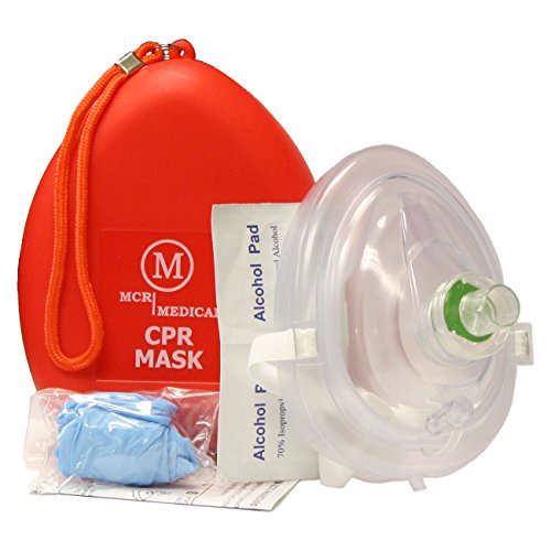 MCR Medical CPR Rescue Mask, Adult/Child Pocket Resuscitator, Hard Case with Wrist Strap