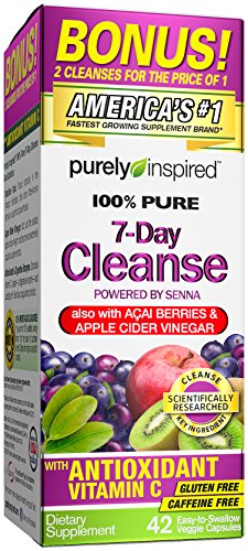 Purely Inspired Organic 7 Day Cleanse, Unique Senna Leaf Extract Formula with Antioxidant (Vitamin C), Superfruits, Probiotic & Digestive Enzymes, 42 Count (packaging may vary)