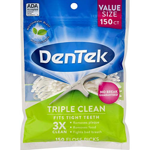 DenTek Triple Clean Floss Picks | No Break Guarantee | 150 Count