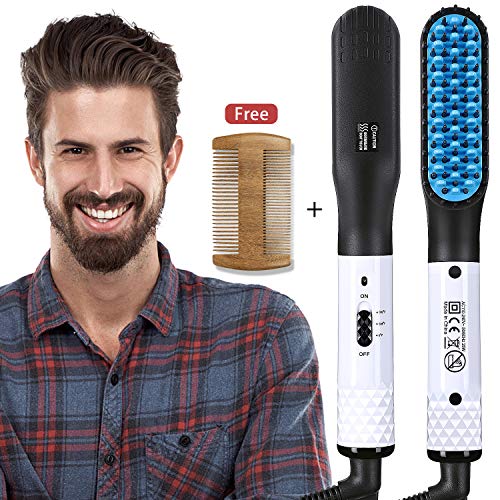 Hair Straightener Brush, Beard Straightener Comb for Men, Electric Ceramic Ionic Quick Heated Hair Brush, Fast Shaping for Beard Grooming And Hair Styling for Men,Universal Voltage Suitable for Travel