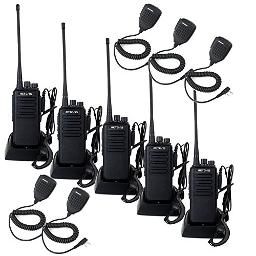 Retevis RT1 Two Way Radios Long Range Rechargeable, High Power 2 Way Radio,Rugged Adults Walkie Talkies with Mic 3000mAh Battery(5 Pack)