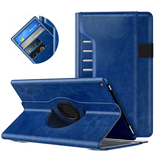 MoKo Case for All-New Amazon Fire HD 10 Tablet (7th Generation/9th Generation, 2017/2019 Release) - 360 Degree Rotating Swivel Stand Cover with Auto Wake/Sleep for Fire, Indigo