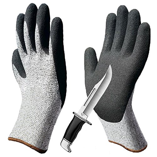 2 Pairs Cut Resistant Gloves, Superior Grip Coating Level 5 Protection Safety Gloves, Durable Breathable for Gardening Construction Woodworking Auto Multi-Purpose.