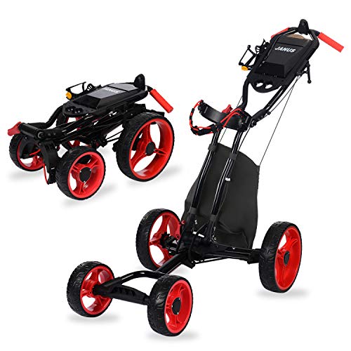 Janus Golf Push Cart, Golf cart for Golf Clubs, Golf Pull cart for Golf Bag, Golf Push carts 4 Wheel Folding, Golf Accessories for Men Women/Kids Practice and Game