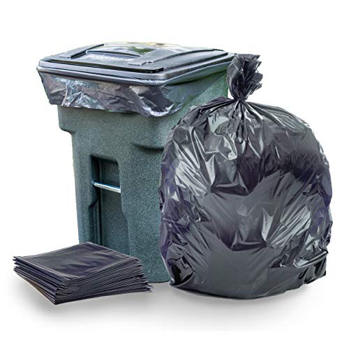 Plasticplace 95-96 Gallon Garbage Can Liners │1.5 Mil │ Black Heavy Duty Trash Bags │ 61” X 68” (25Count)