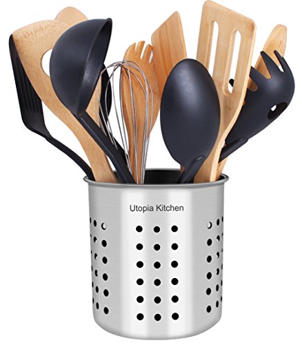 Utopia Kitchen Stainless Steel Cooking Utensil Holder 5 x 5.3 Inches