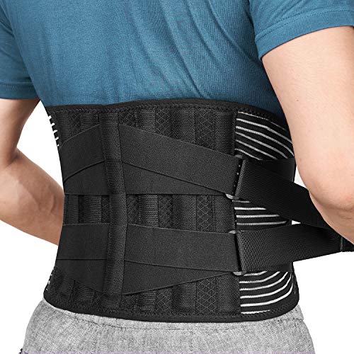 Freetoo Back Braces for Lower Back Pain Relief with 6 Stays, Breathable Back Support Belt for Men/Women for Work, Anti-Skid Lumbar Support Belt with 16-Hole Mesh for Sciatica(L)