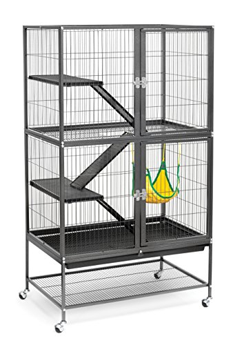 Prevue Hendryx Feisty Ferret Home with Stand, Black Hammertone