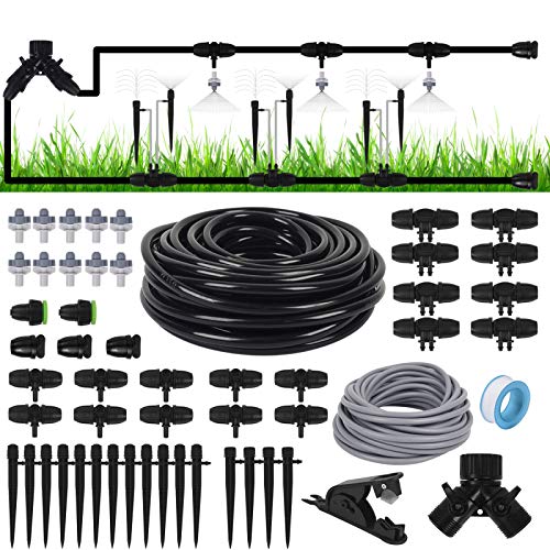 Drip Irrigation,Garden Irrigation System(70ft+35ft),DIY Plant Watering System,Distribution Tubing Hose,Saving Water Kit Accessories,Automatic Irrigation Equipment Set for Garden Greenhouse,Patio,Lawn