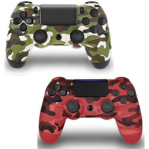 2 Pack Wireless Controller for PS4 - JUEGO Remote for Playstation 4 Control,Red and Green Camouflage 2pack PS4 Controllers