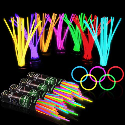 400 Glow Sticks Bulk Party Supplies - Halloween Glow in The Dark Fun Party Favors Pack with 8' Glowsticks and Connectors for Bracelets and Necklaces for Kids and Adults