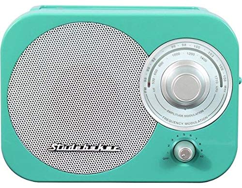 Studebaker SB2000TS Teal/Silver Retro Classic Portable AM/FM Radio with Aux Input