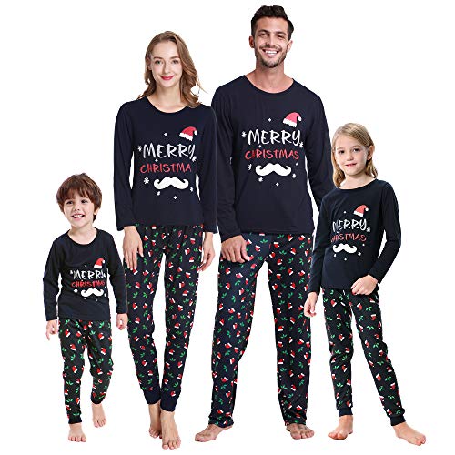 VENTELAN Family Matching Christmas Pajamas Set Holiday Santa Claus Sleepwear Cotton PJS Set for Couples and Kids