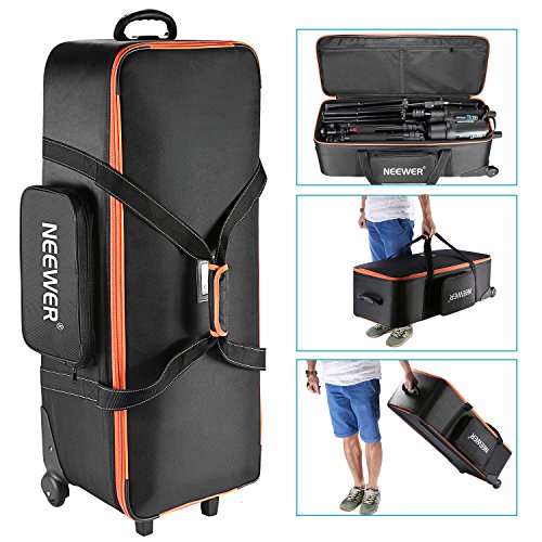 Neewer Photo Studio Equipment Trolley Carry Bag 38'x15'x11'/96x39x29cm with Straps Padded Compartment Wheel, Handle for Light Stand, Tripod, Strobe Light, Umbrella, Photo Studio and Other Accessories