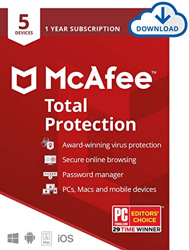 McAfee Total Protection 2020, 5 Device, Antivirus Internet Security Software, Password Manager, Privacy, 1 Year - Download Code