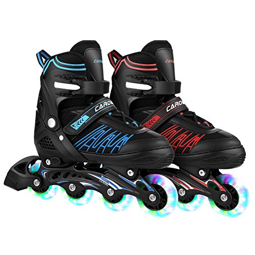 Caroma Inline Skates Skating Shoes for Beginner Sports Indoors and Outdoors Recreation Fitness for Children,Men and Women Roller Skates (Blue, M(US 2-5))