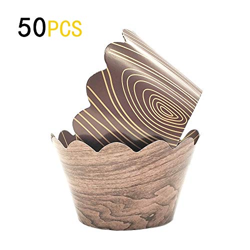 Woodland Cupcake Wrappers,Wood Grain Cupcake Wrappers for Rustic Weddings,Wild Animals Baby Shower Decorations,Rustic Woodsy Wedding,Lumberjack Theme Birthday Decor