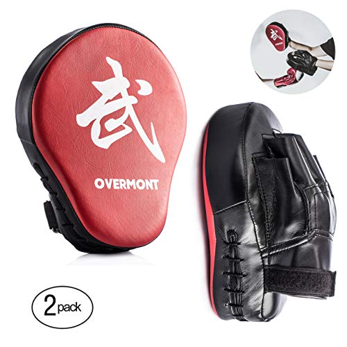 Overmont 2PCS Curved Punch Mitts Punching Mitts Boxing Pads Boxing Glove Target pad with foaming Materials for Karate Kickboxing Muaythai MMA Martial Art UFC Brazilian Jiu Jitsu Kick Boxing Practice