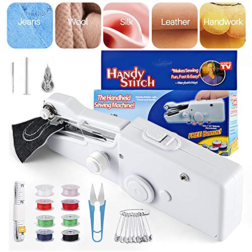 Deertrip Portable Sewing Machine, Mini Sewing Professional Cordless Sewing Handheld Electric Household Tool - Quick Stitch Tool for Fabric, Clothing, or Kids Cloth Home Travel Use721