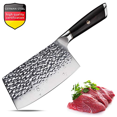 Meat Cleaver 7 Inch Cleaver Knife Chinese Chef Knife German Steel Chopper Cleaver Butcher Knife for Home Kitchen or Restaurant