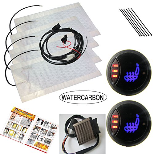 WATERCARBON 1 Side 3 red dot Circle Switch Built-in Car Heated Seat Heater Pad Car Seat Heating Kit Uses Carbon Fiber Premium Heating pad (Ge 1 Side 3 red dot Circle Switch)