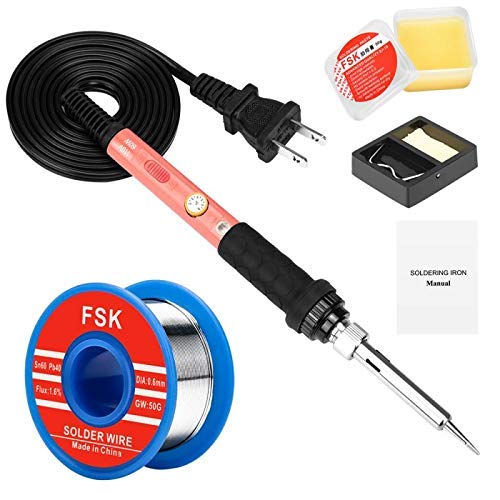 Soldering Iron Kit, 60W Soldering Iron with Ceramic Heater, 4-in-1 Adjustable Temperature Soldering Welding Iron Kit for any Hobby Enthusiast 110V US Plug