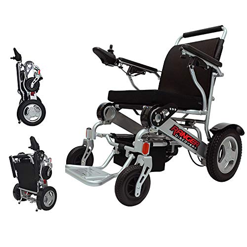 Porto Mobility Ranger D09 Lightweight Foldable Weatherproof Exclusive Electric Wheelchair, Portable, Brushless Powerful Motors, Dual Battery, All Terrain Folding Power Wheelchair (Silver, Standard)